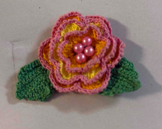 Handmade Crochet Flower with Beaded Accents