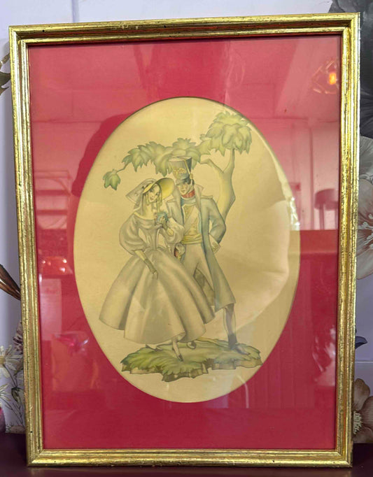 Gold Frame Victorian Fashion Print
