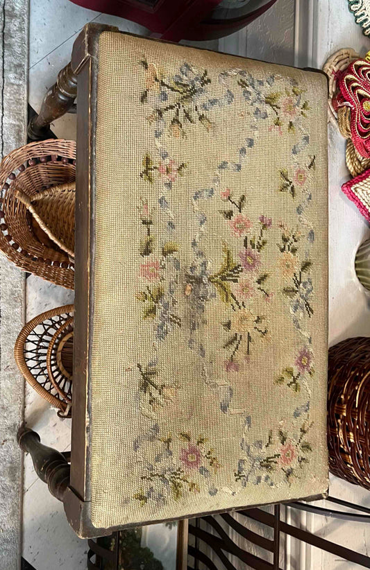 Early 20th Century Victorian Needlepoint Footstool
