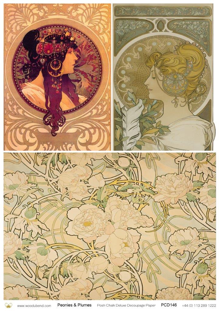 Peonies And Plumes Posh Chalk Deluxe Decoupage - A3 11-3/4 x 16-1/2 in