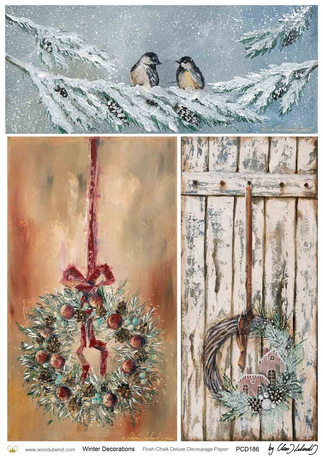 Winter Decorations (A3) Posh Chalk Deluxe Decoupage By Chris Leloudis - A3 11-3/4 x 16-1/2 in