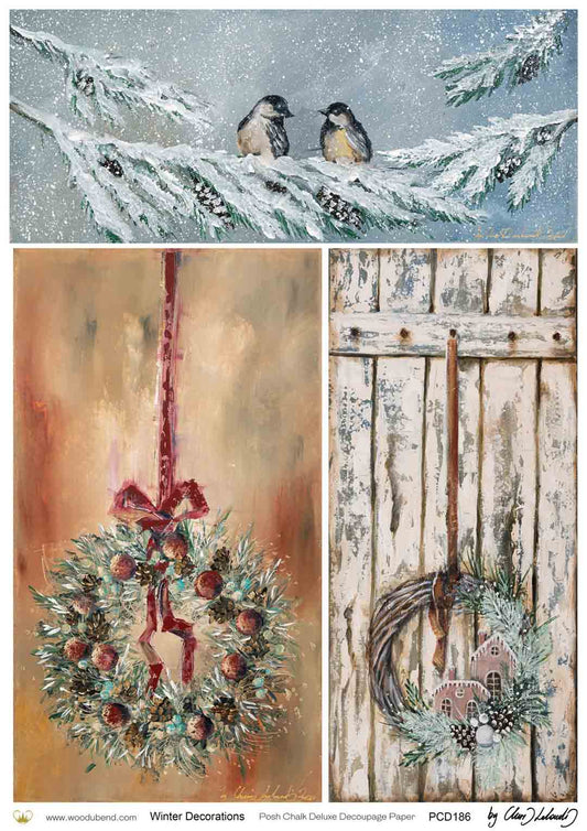 Winter Decorations (A3) Posh Chalk Deluxe Decoupage By Chris Leloudis - A3 11-3/4 x 16-1/2 in