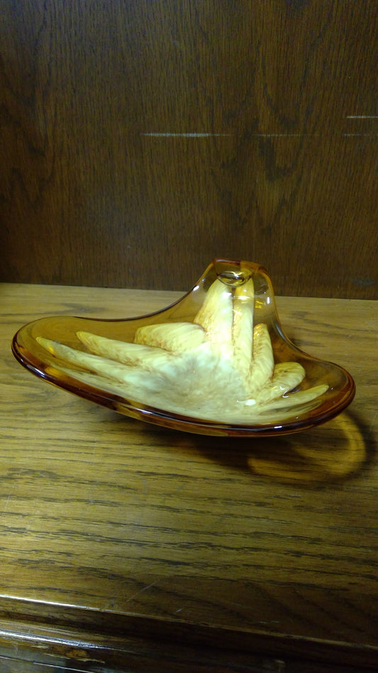 Vintage Amber Art Bowl