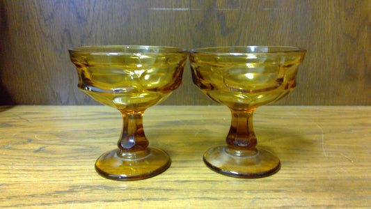 2pc Vintage Amber Sherbet dishes