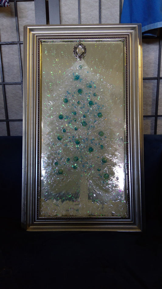 White Christmas Tree, Glass Art by Kimberly Bottemiller