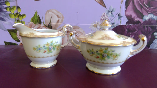2pc Sugar Bowl and Creamer Noritake Iris