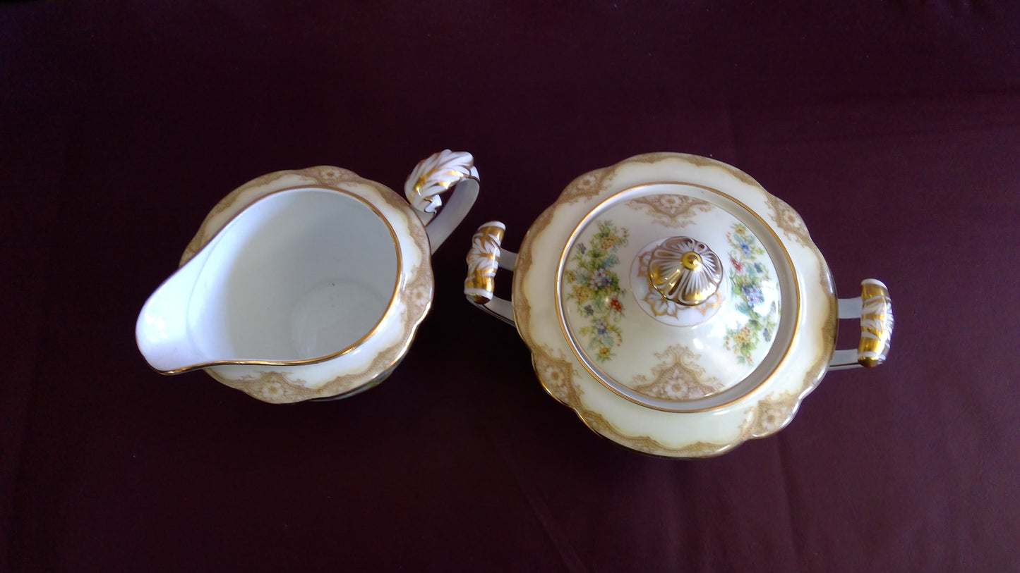 2pc Sugar Bowl and Creamer Noritake Iris