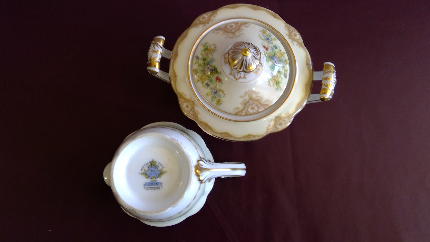 2pc Sugar Bowl and Creamer Noritake Iris