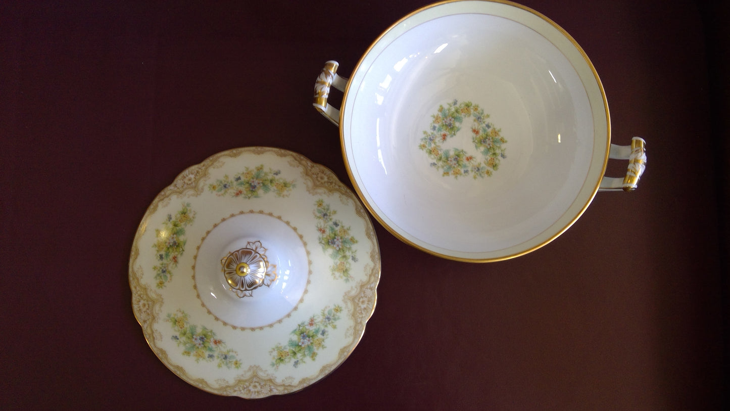 2 pc Dinner Bowls, One with lid. Noritake Iris