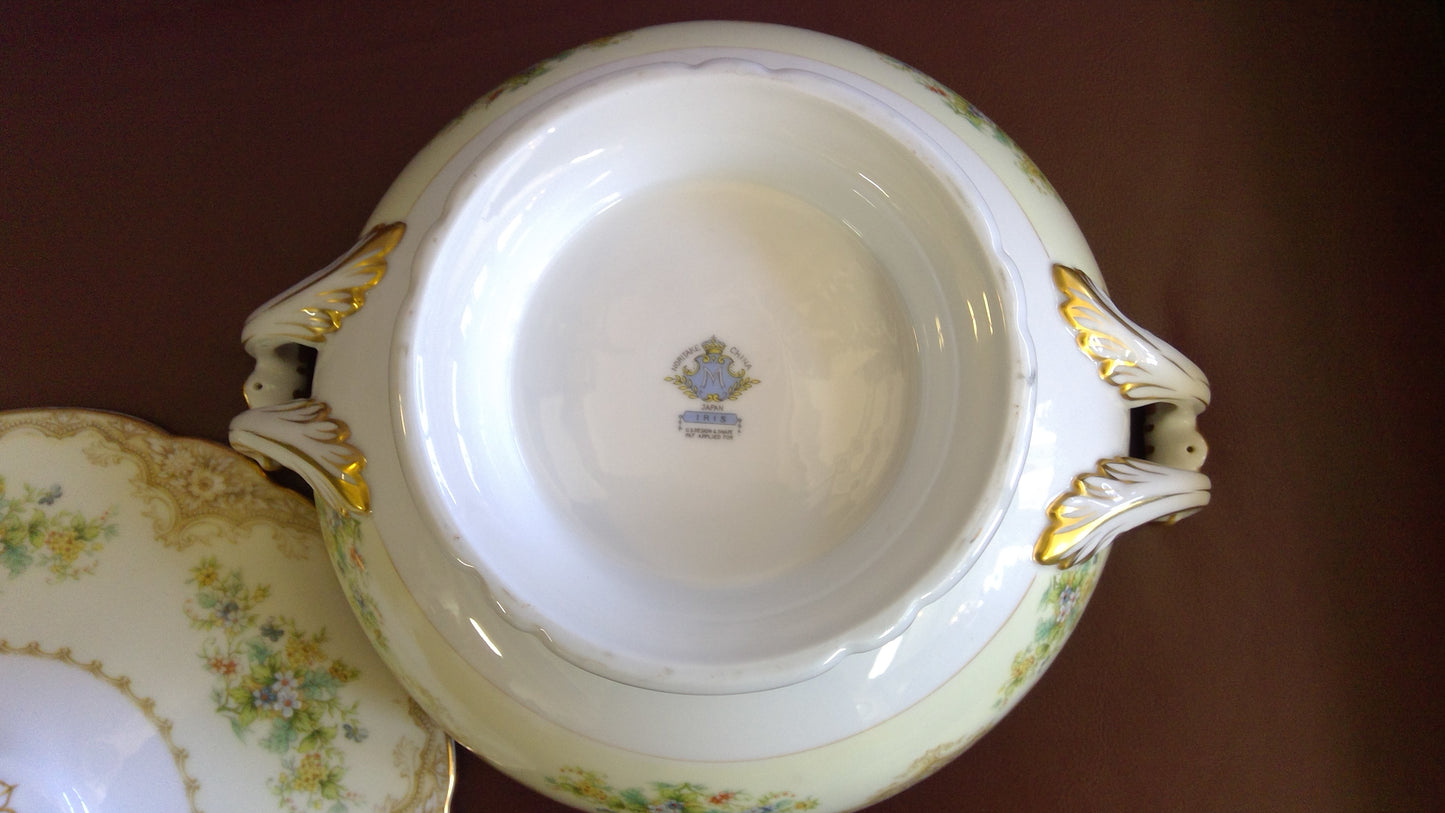 2 pc Dinner Bowls, One with lid. Noritake Iris