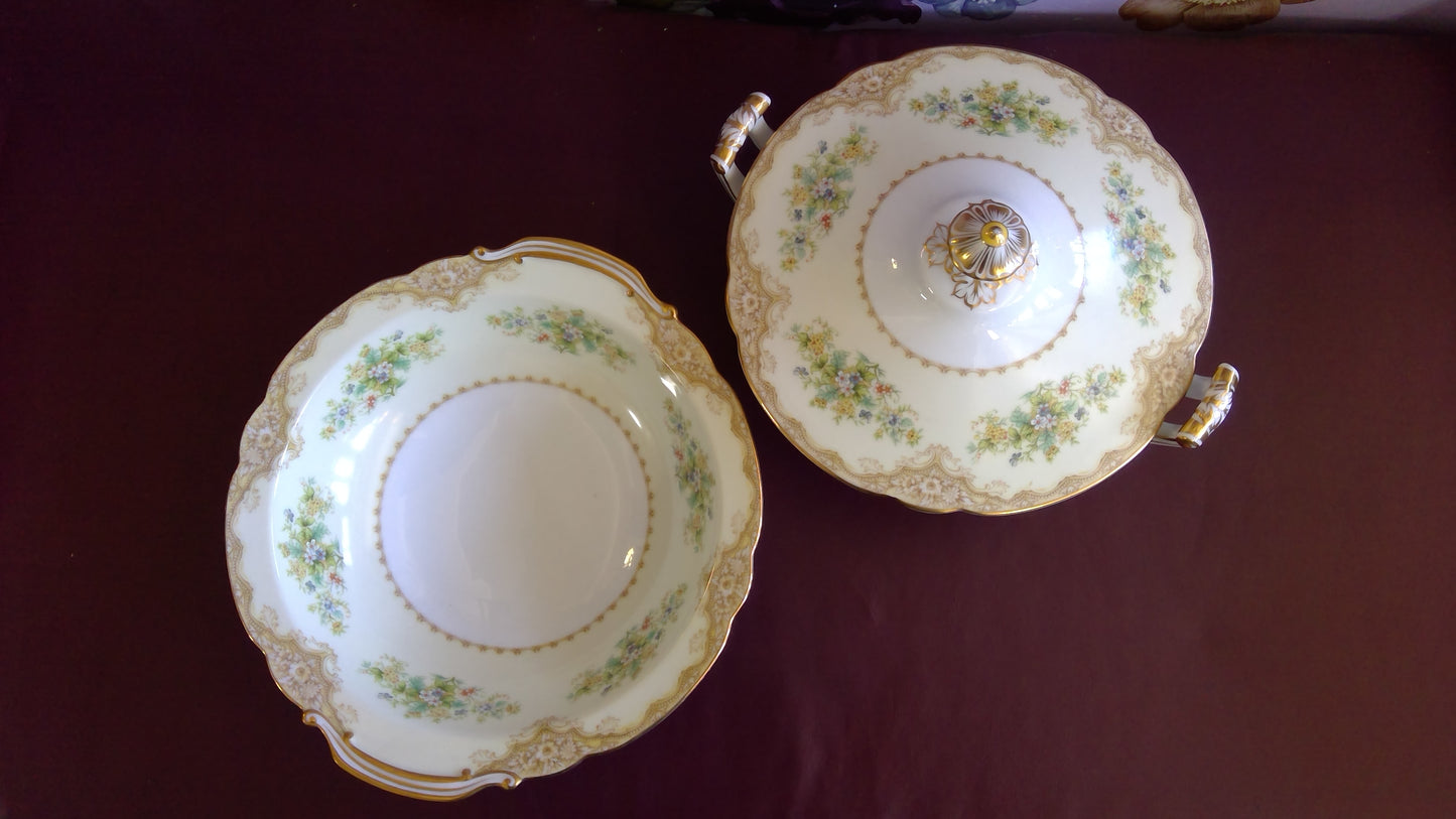 2 pc Dinner Bowls, One with lid. Noritake Iris