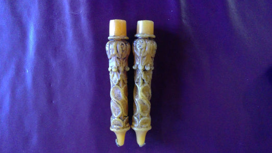 2pc Yellow Carved Candles