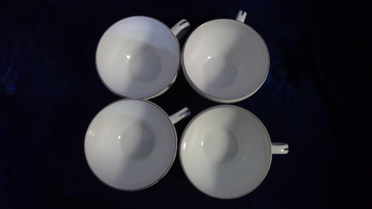 4pcs Black and white Floral Teacups