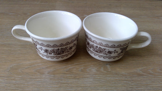 2pc Brown Floral Teacups
