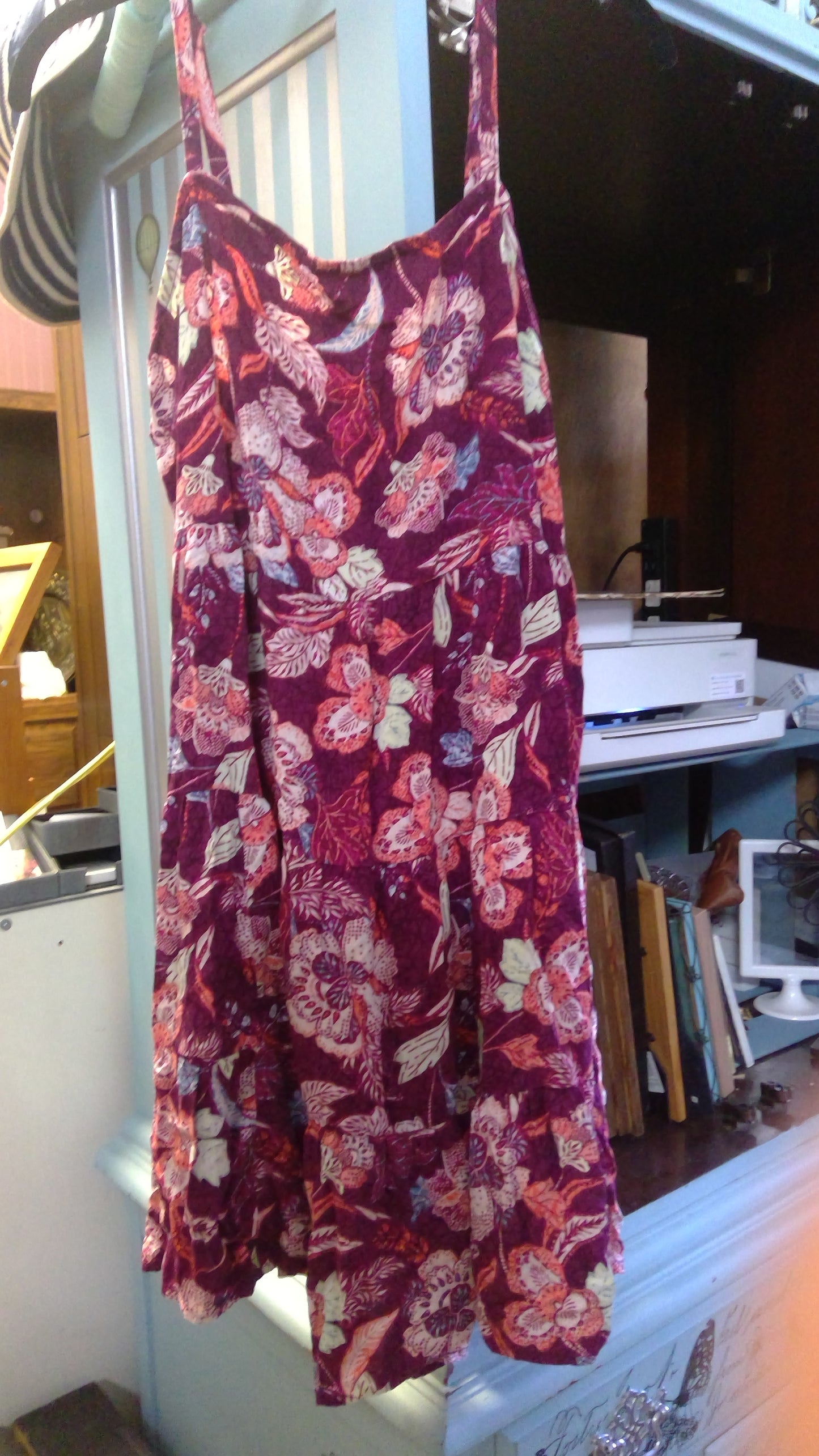 Burgundy and Floral Sundress
