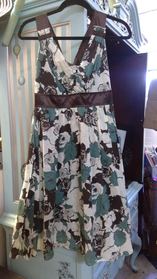 Brown and Teal Halter Dress