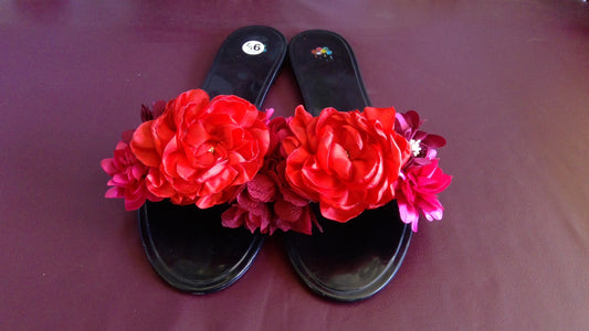 Red Floral Jelly Slides