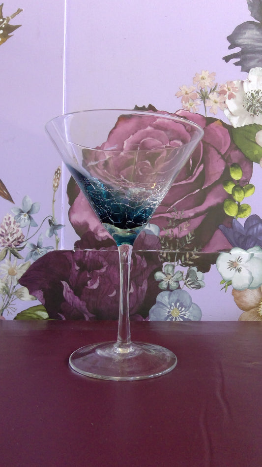 Vintage Pier 1 Teal Blue Crackle Martini