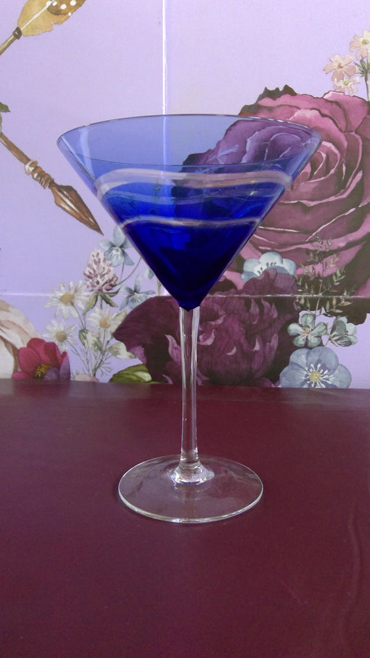 Blue and White Swirl Martini Glass
