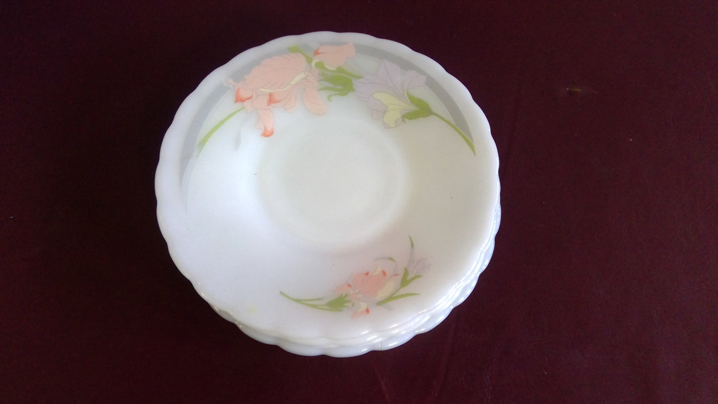 Iris Floral Milkglass Saucer