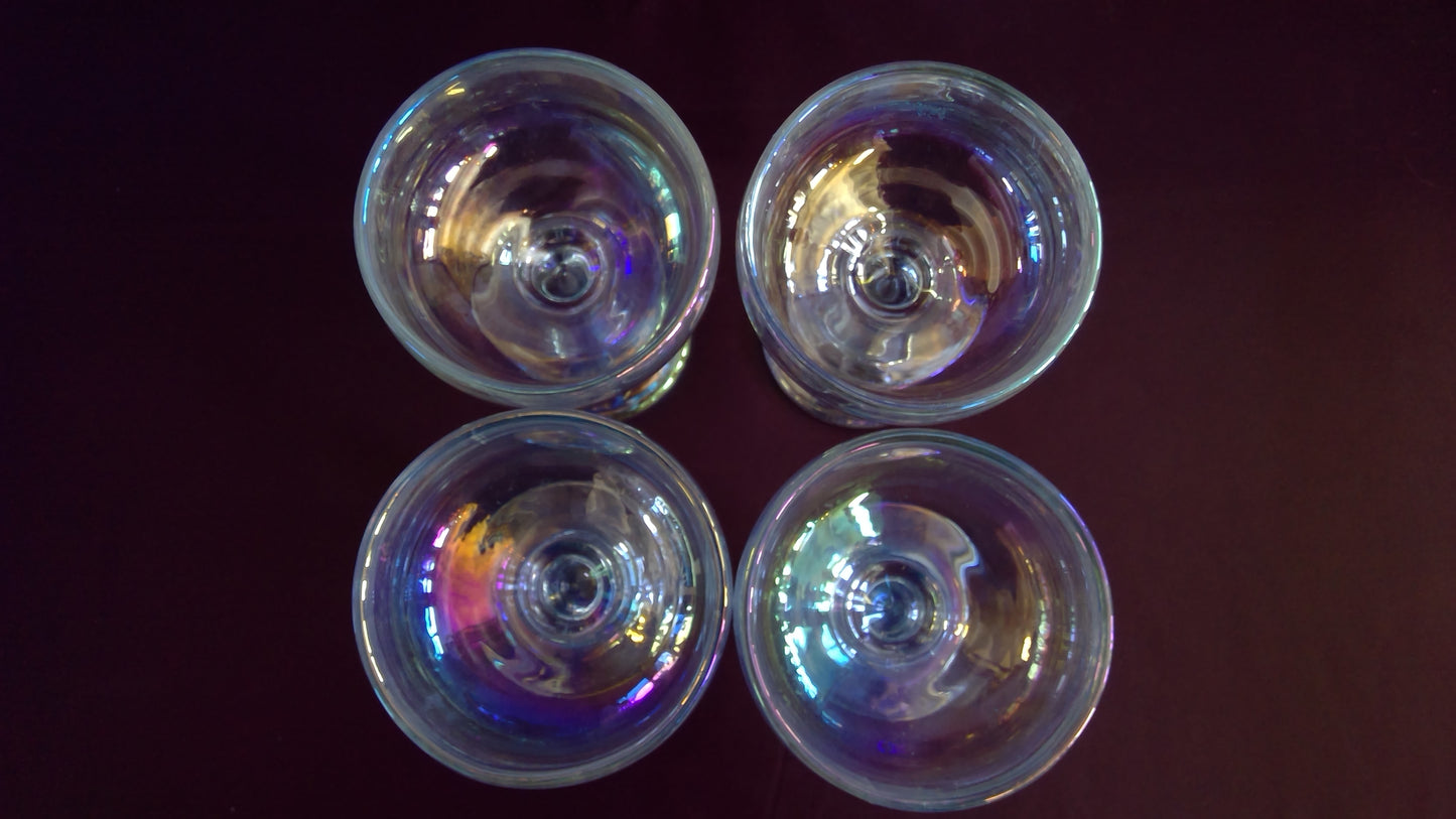 4pc Vintage Iridescent Champagne Coupes