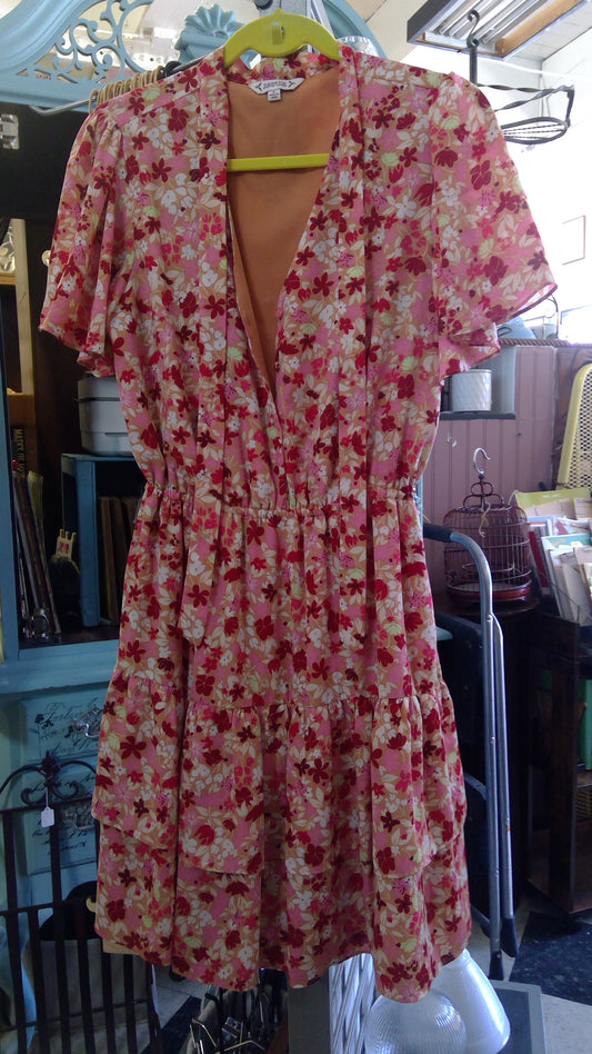 Pink Floral Ruffle dress