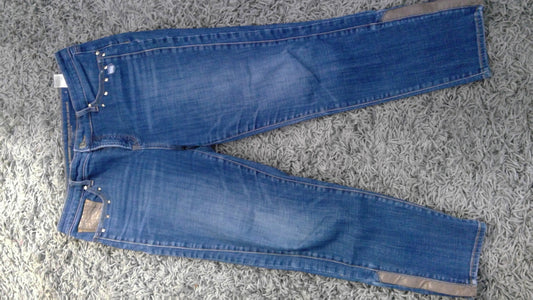 Blue Jeans with leather accents