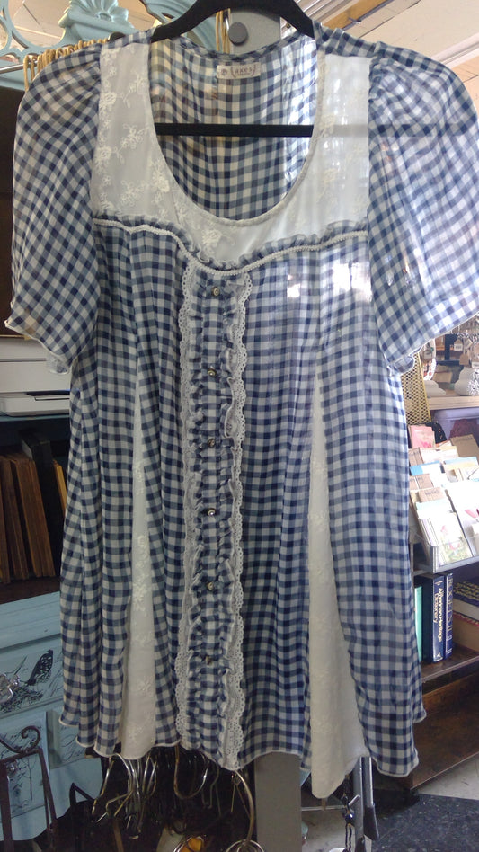 Blue and white Gingham Blouse