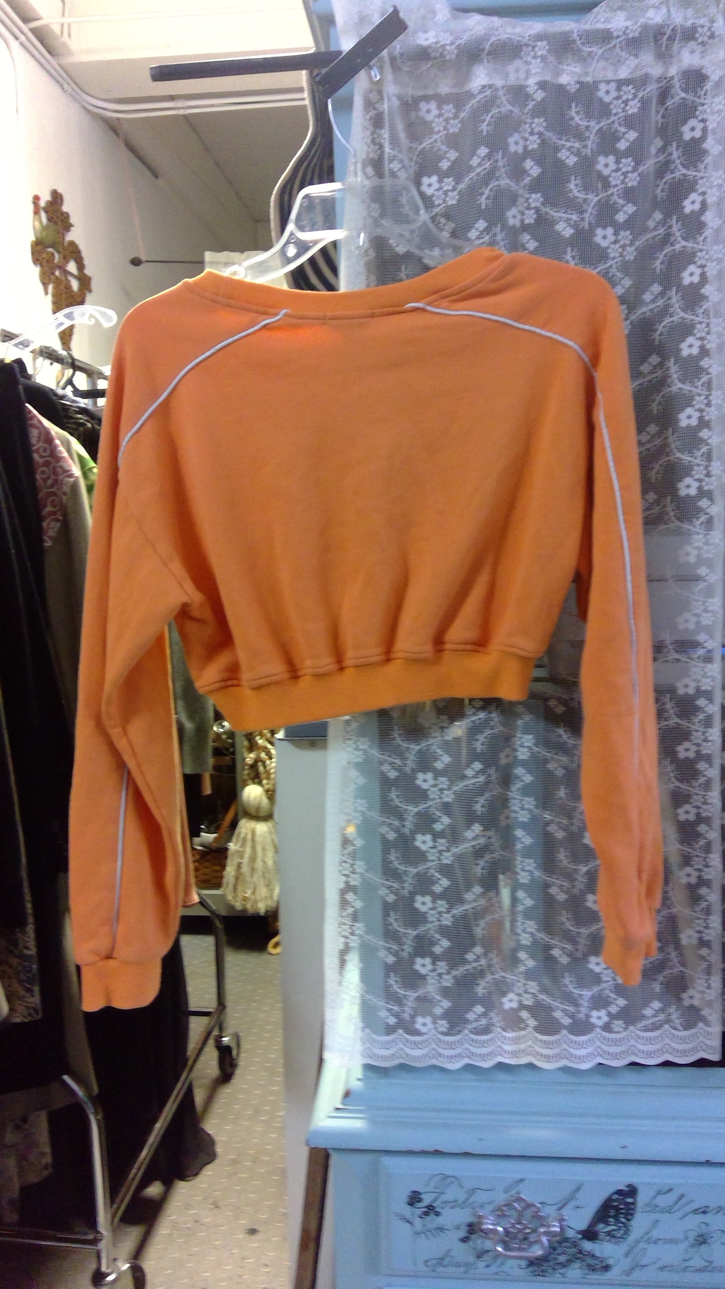 Orange Long Sleeve Crop Top