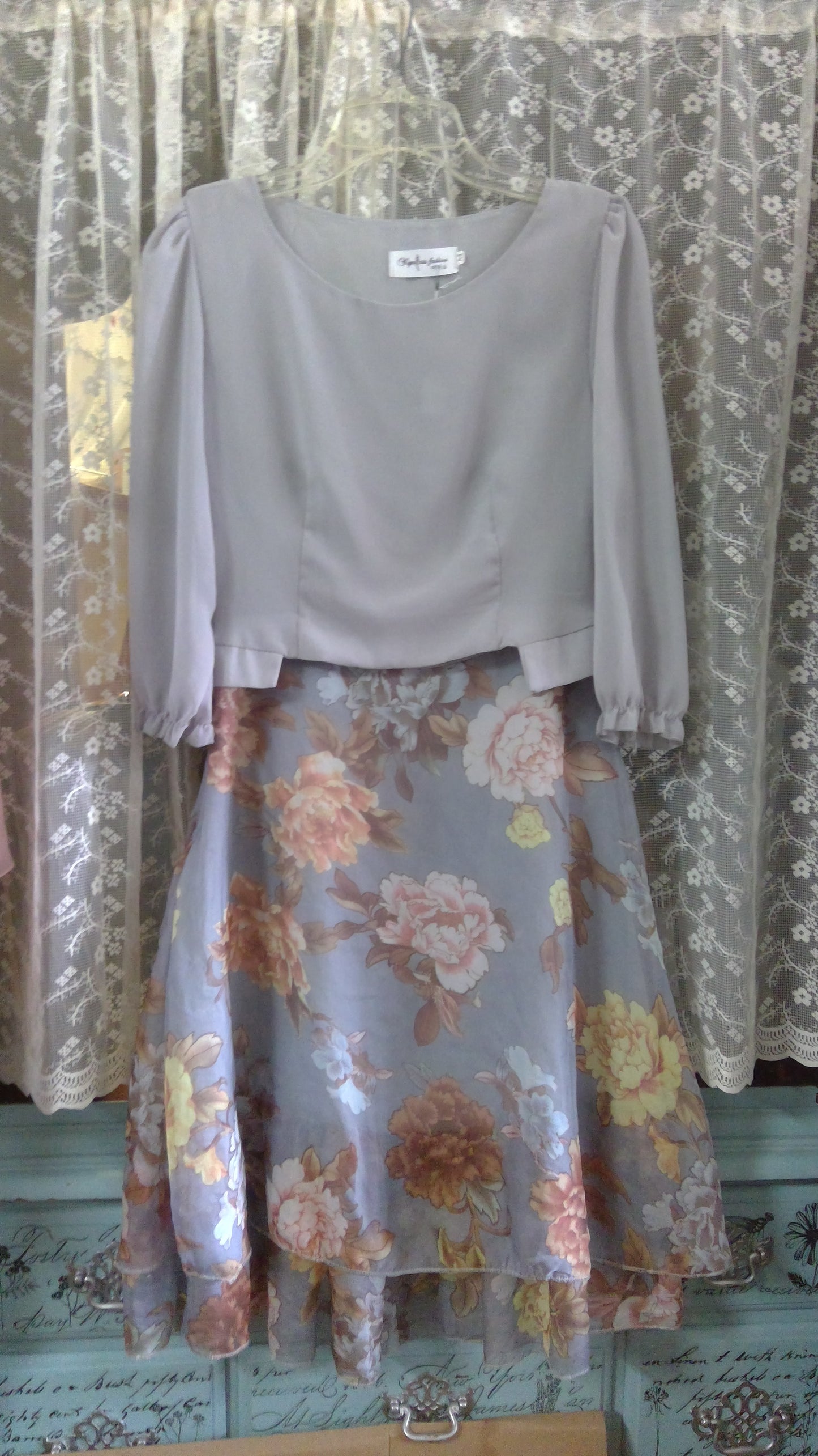 Grey Floral Dress