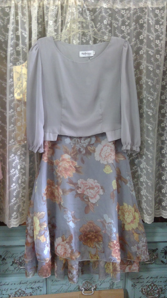 Grey Floral Dress