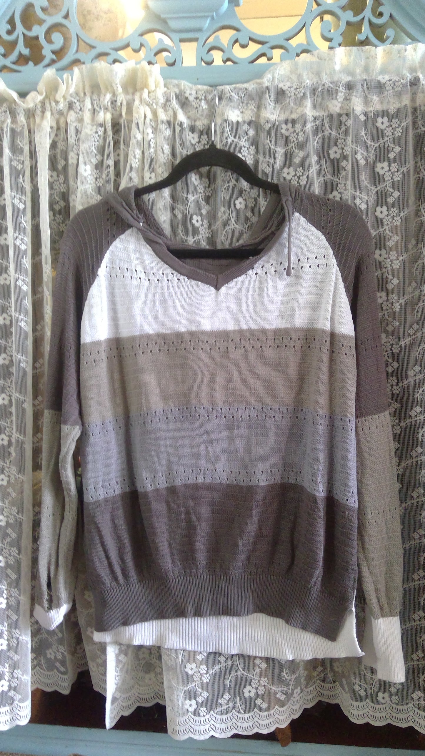 Stripped Vneck Pullover