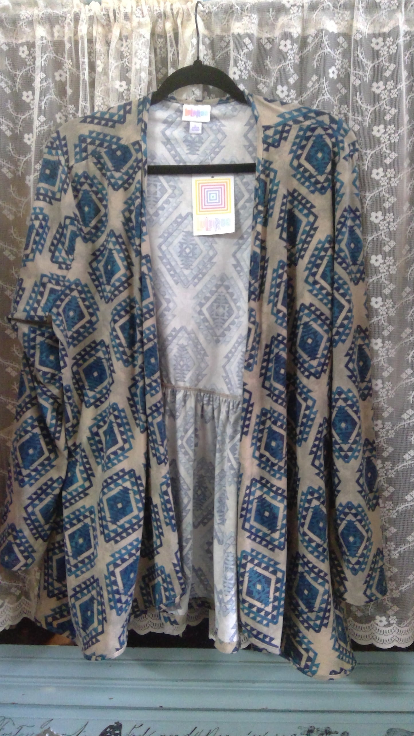 Lula Roe Blue Patterned Cardigan