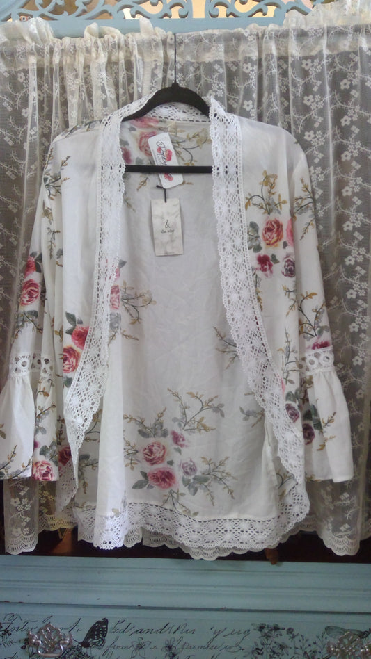 White Floral Cardigan