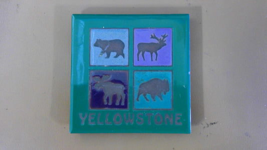 Vintage Masterworks Yellowstone Wildlife Ceramic Tile Trivet – Handcrafted in USA