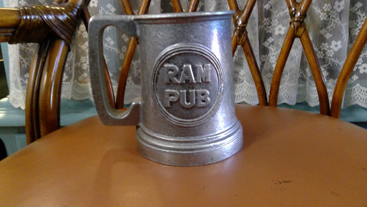 Vintage Cast Aluminum “Ram Pub” Tankard Mug with Ram Emblem