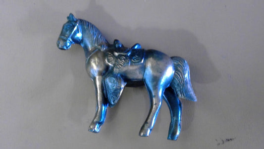 Vintage Bronze-Tone Saddled Horse Figurine – Western Equestrian Décor