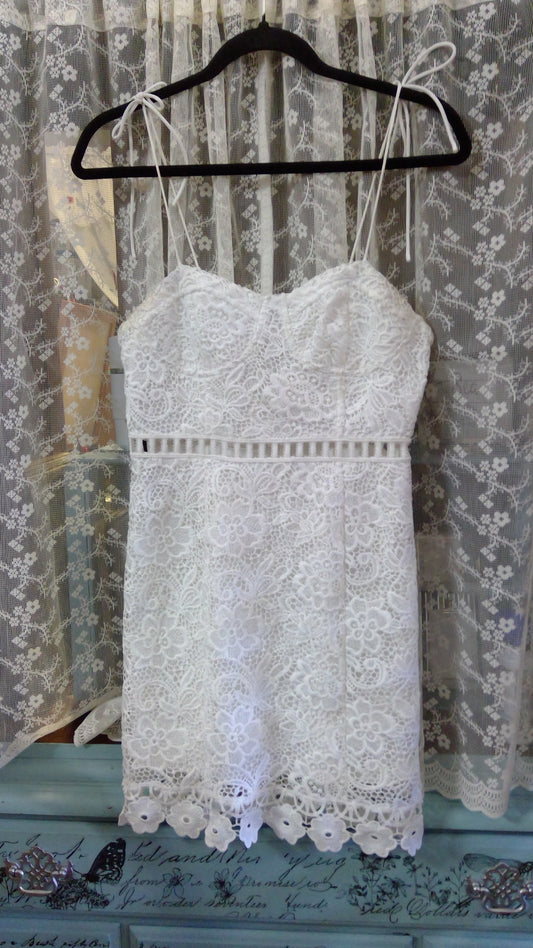 White Lace Mini Dress