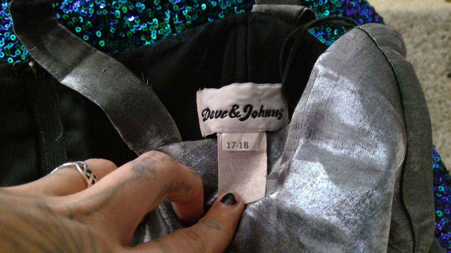 Vintage Dave & Johnny Metallic Floral Evening Dress | 80s/90s Formal Gown