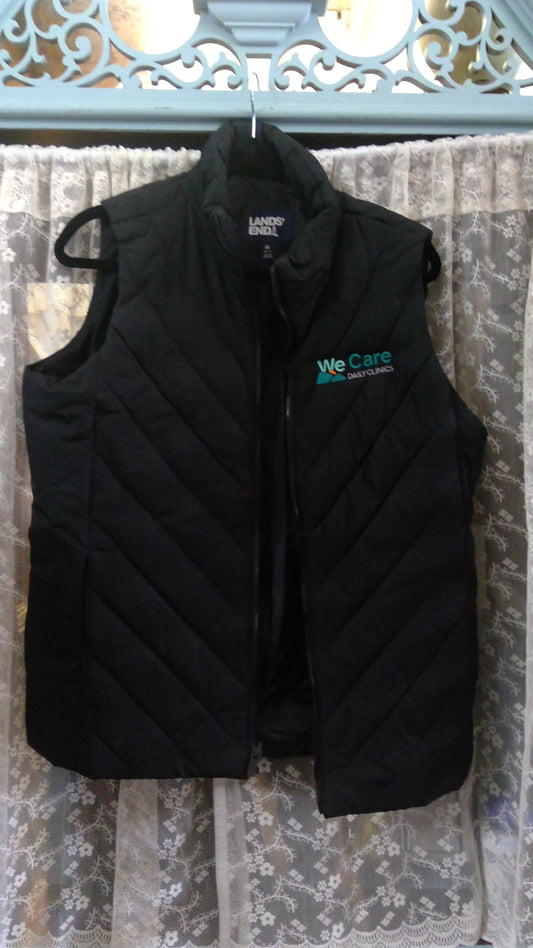 Lands' End Black Puffer Jacket "We Care Daily Clinics" | Size M