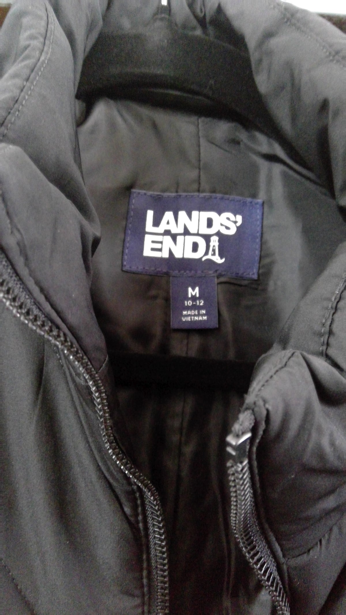 Lands' End Black Puffer Jacket "We Care Daily Clinics" | Size M