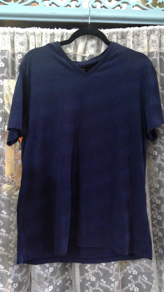 Classic Navy Blue Cotton V-Neck Tee | Goodie Fellow & Co | Size L | 2010s