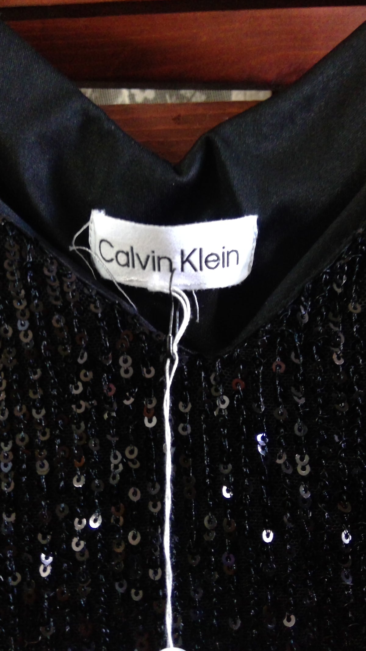 Black Sequin Cami Tank Top | Calvin Klein | Sparkly Evening Top | Size L