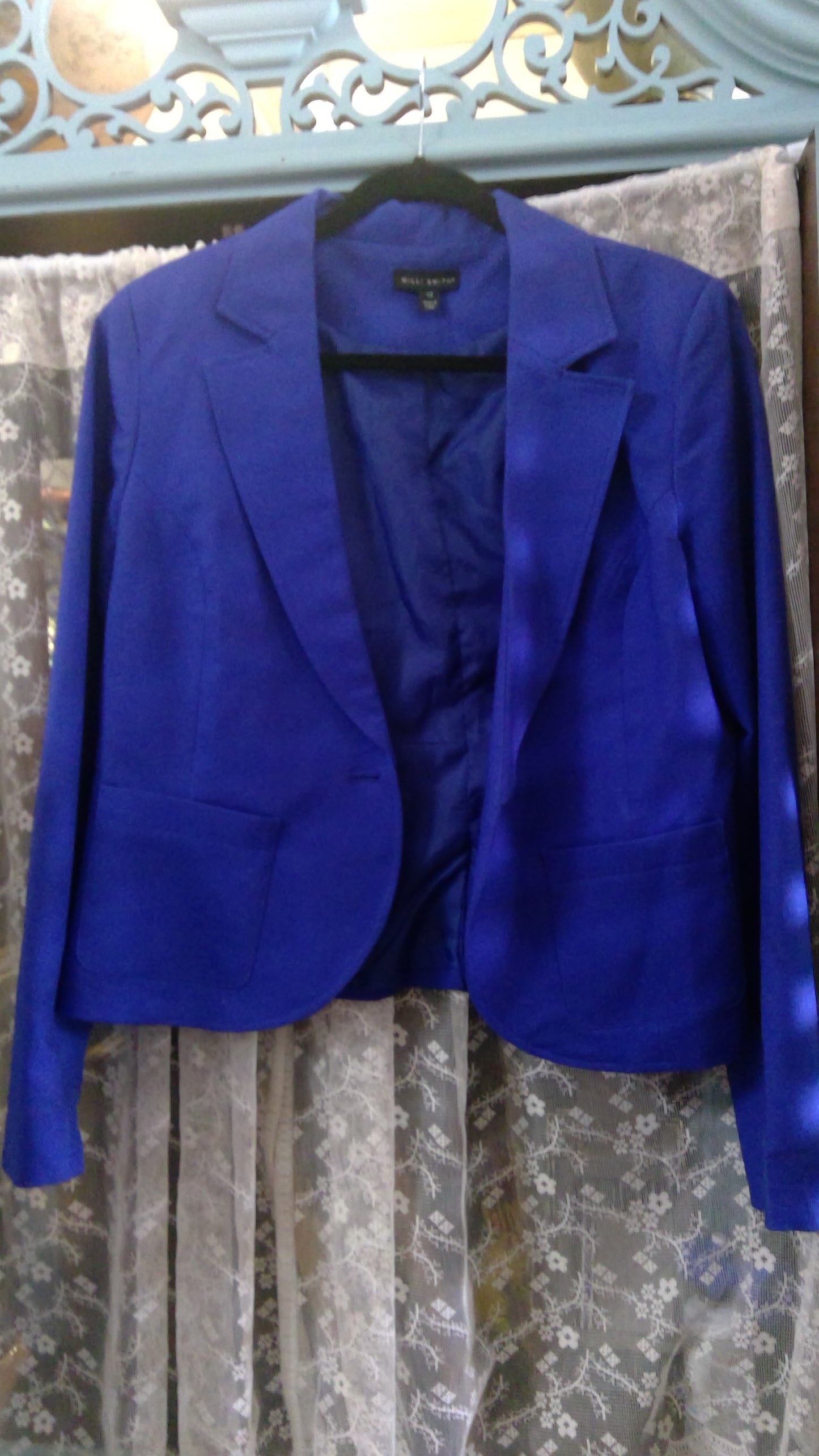 2000s Blue Cotton Stretch Blazer | Willi Smith | Size 12 | Tailored Classic
