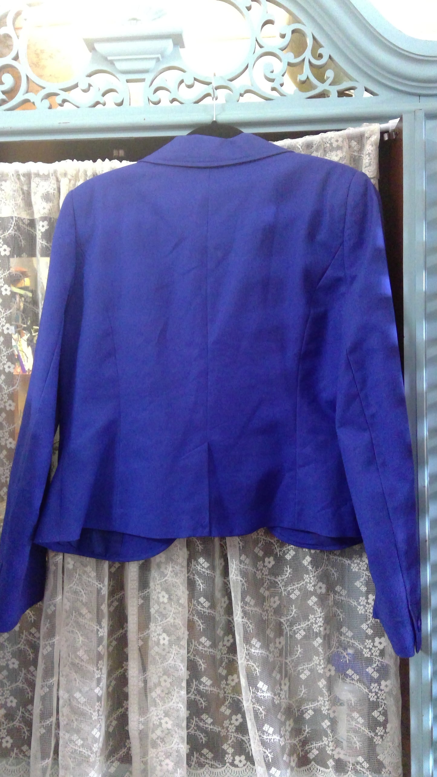 2000s Blue Cotton Stretch Blazer | Willi Smith | Size 12 | Tailored Classic