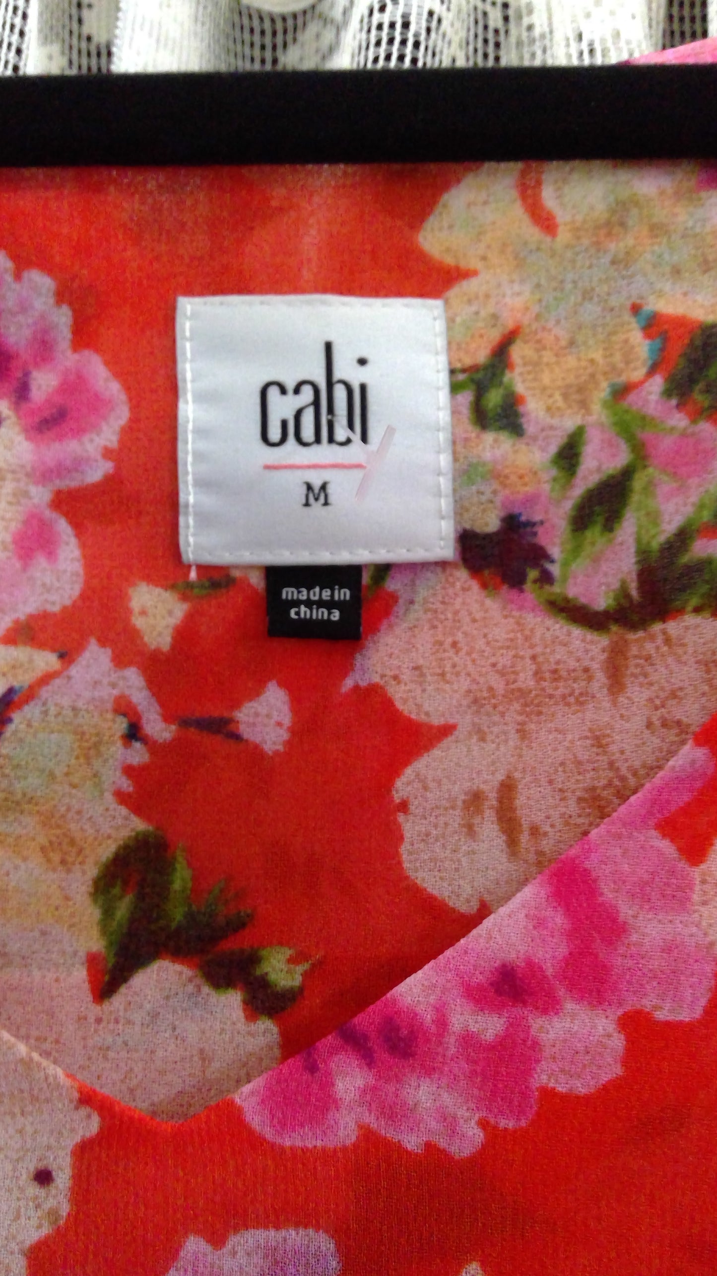 Orange & Pink Floral Blouse | Cabi | 100% Polyester | Size M