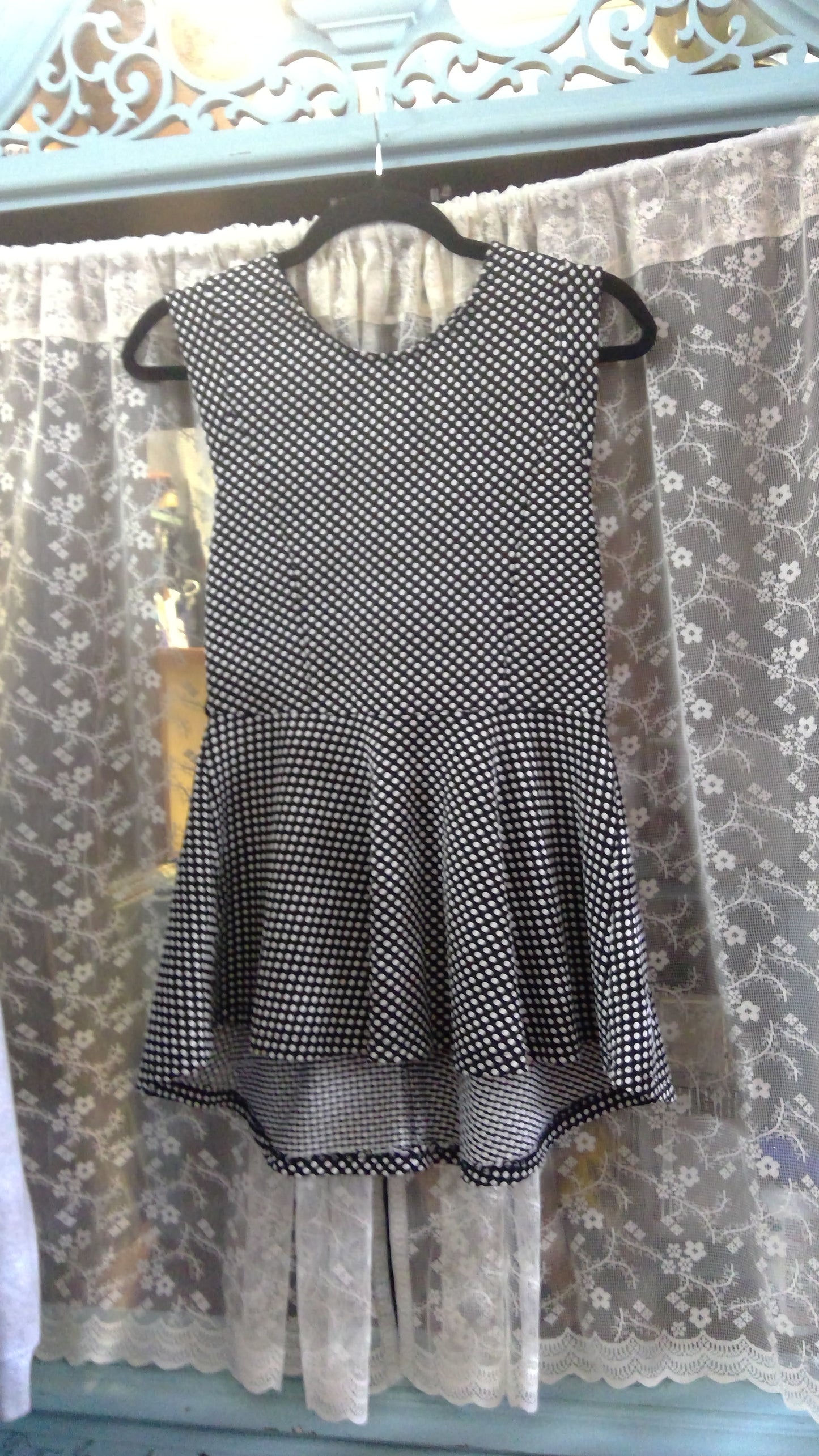 Black & White Polka Dot Mini Dress | Lace Back | Forever 21 | Size L