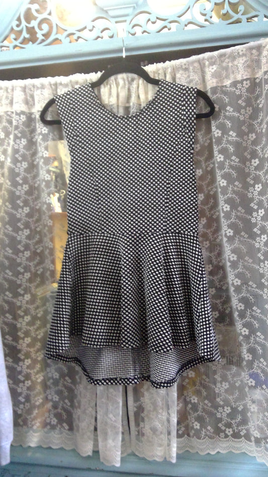 Black & White Polka Dot Mini Dress | Lace Back | Forever 21 | Size L