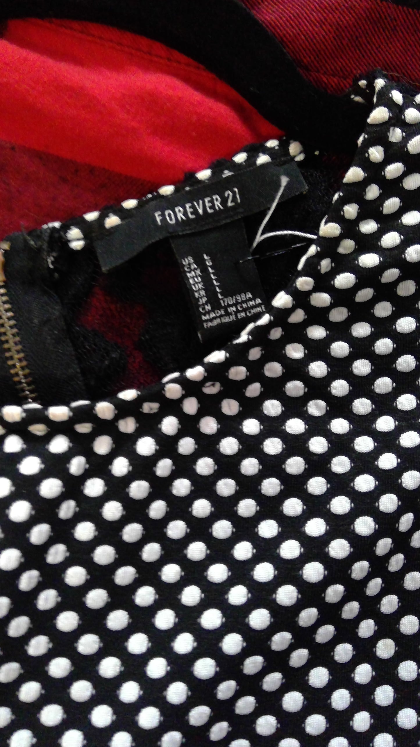 Black & White Polka Dot Mini Dress | Lace Back | Forever 21 | Size L