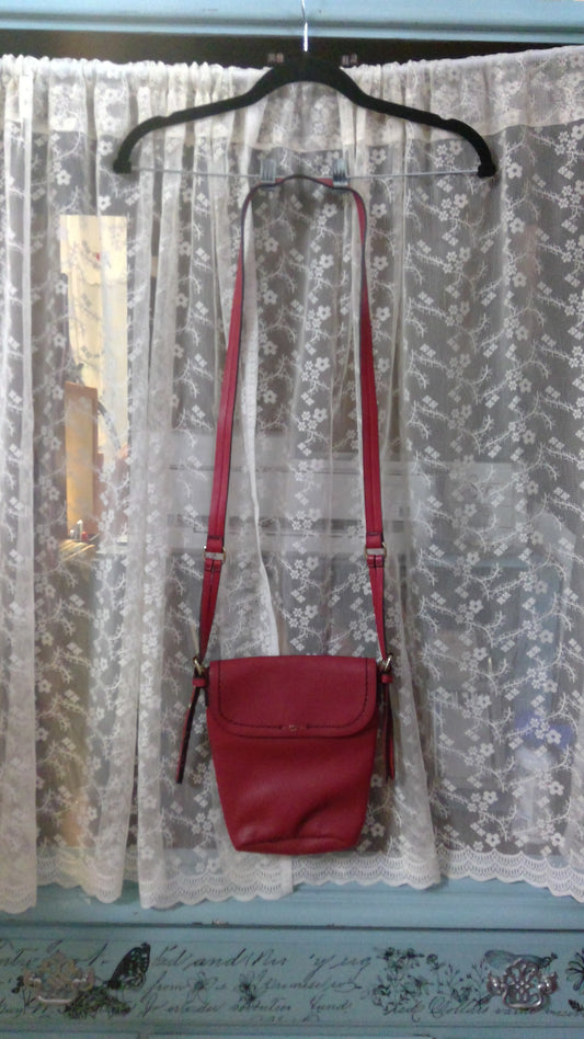 Liz Claiborne Red Leather Crossbody Purse